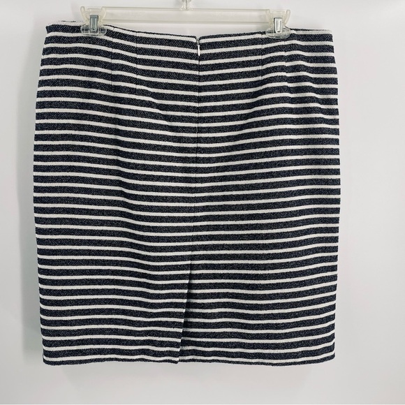 Ann Taylor Cotton Blend Nubby Zip Kick Pleat Lined Soft Black Off White Skirt - Picture 5 of 12